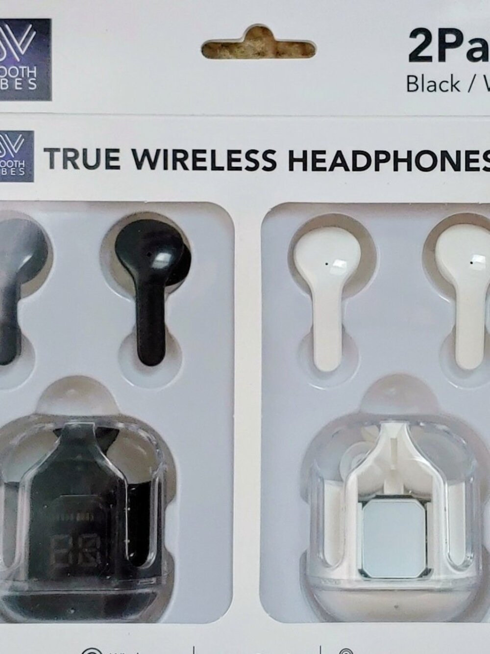 Smooth Vibes True Wireless Earbuds – 2-Pair Bundle (Black & White)